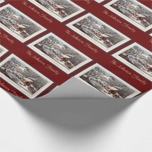 und rustikaler Klotz-Kabinen-individueller Name Geschenkpapier (Ecke)