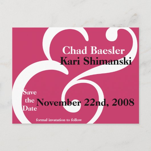 Und Save the Date! Ankündigungspostkarte (Vorderseite)