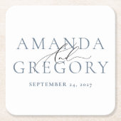und Script Elegant Paare Namen & Datum Rechteckiger Pappuntersetzer (Vorderseite)