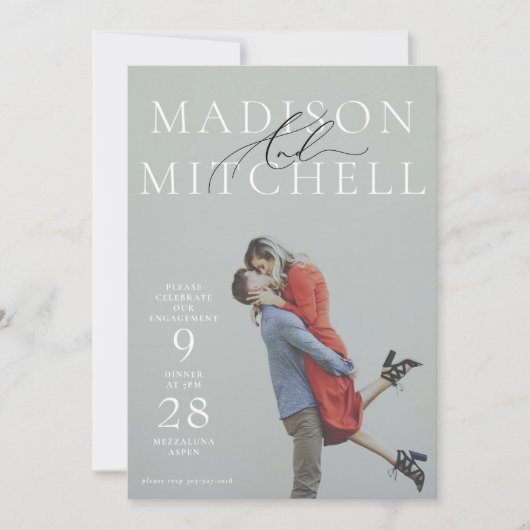 Und Script-Foto Elegante Engagement Party einladen Einladung (Vorderseite)