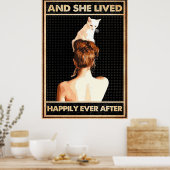 Und sie lebte glücklich immer nach der Katze verti Poster (Küche)