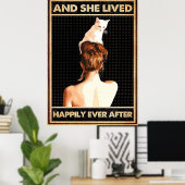 Und sie lebte glücklich immer nach der Katze verti Poster (Heimbüro)