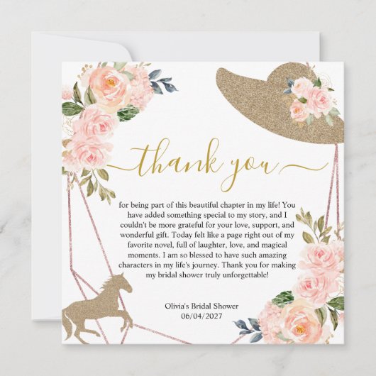 Und sie sind auf dem Weg in die Altar! Brautparty Dankeskarte (Vorderseite)