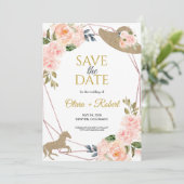 Und sie sind auf dem Weg in die Altar! Derby Theme Save The Date (Stehend Vorderseite)