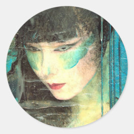 Und sie wartet runder aufkleber