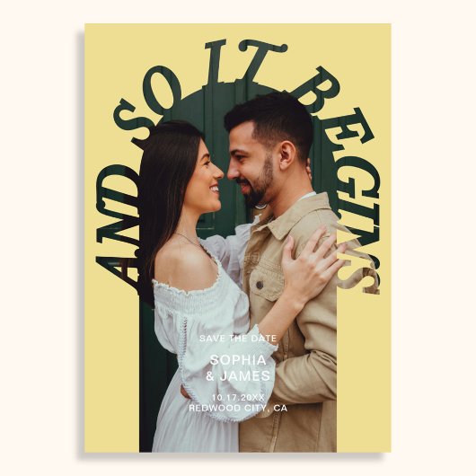 Und so beginnt Arch Photo Citrus Hochzeit Save The Date