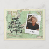 Und so beginnt das Abenteuer Foto Abschluss Einbli Einladungspostkarte (Vorderseite)