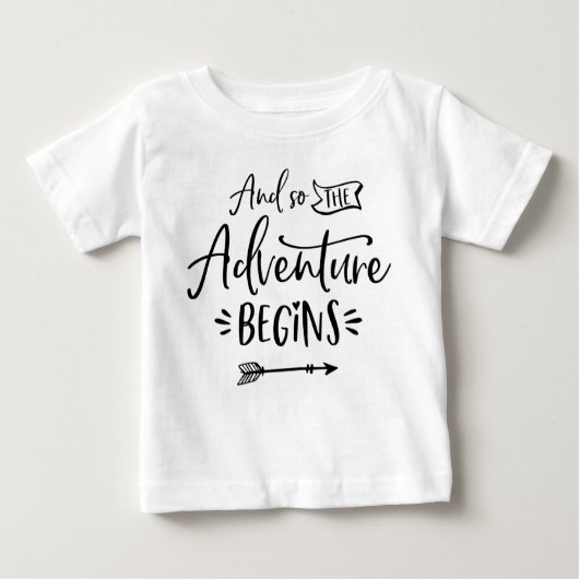 Und so beginnt das Abenteuer mit Handschrift Baby T-shirt (Vorderseite)