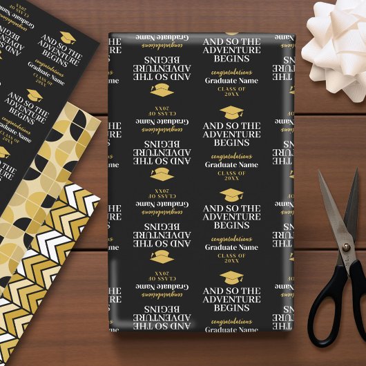 Und so beginnt das Abenteuer - Moderner Abschluss Geschenkpapier Set