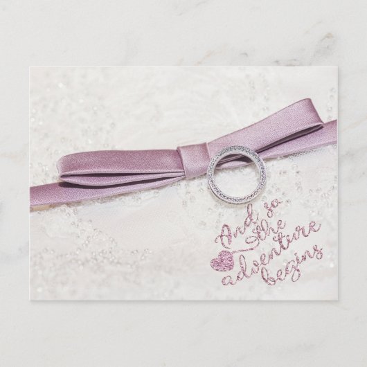 Und so beginnt das Abenteuer - Verlobung Hochzeit Ankündigungspostkarte (Vorderseite)