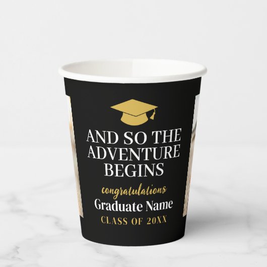 Und so erwartet das Abenteuer Modernes Abschluss 2 Pappbecher (Links)