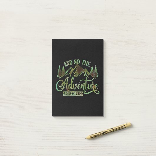 Und So The Adventure Begins Post-it Klebezettel (Auf Schreibtisch)