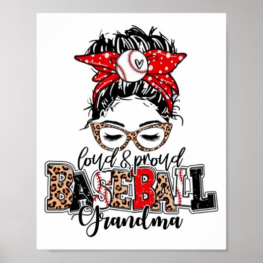 Und stolz Baseball Grandma Messy Bun Leopard Poster (Vorne)
