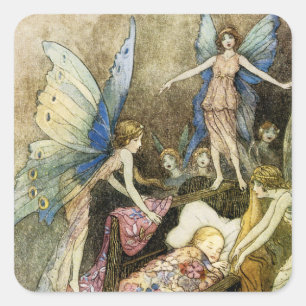 Und, süß singen Rund-Deinem Bett Quadratischer Aufkleber