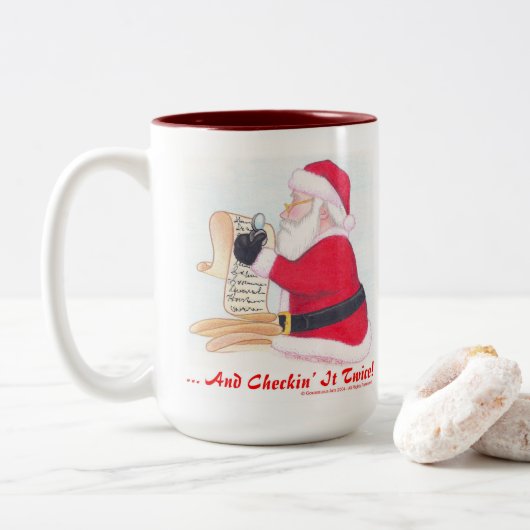 Und überprüfe es zweimal zweifarbige tasse (Mit Donut)