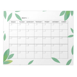 Undated fresh Green Minimalist Monthly Planner Notizblock