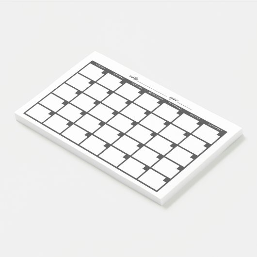 Undated Sticky Note Calendar - Black Post-it Klebezettel (angewinkelt)