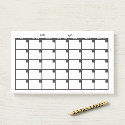 Undated Sticky Note Calendar - Black Post-it Klebezettel (Auf Schreibtisch)