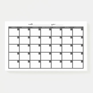 Undated Sticky Note Calendar - Black Post-it Klebezettel