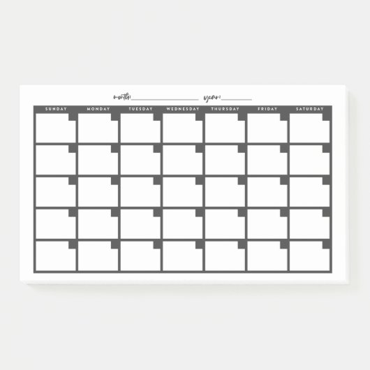 Undated Sticky Note Calendar - Black Post-it Klebezettel (Vorderseite)
