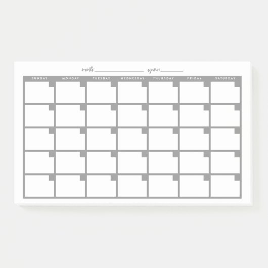 Undated Sticky Note Calendar - Grau Post-it Klebezettel (Vorderseite)