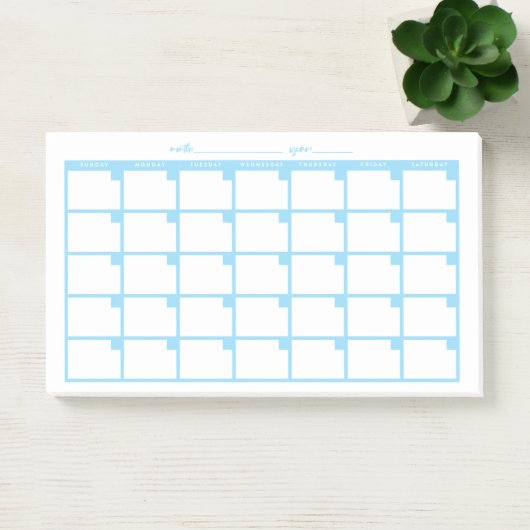 Undated Sticky Note Calendar - Light Blue Post-it Klebezettel (Büro)