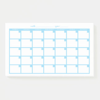 Undated Sticky Note Calendar - Light Blue Post-it Klebezettel