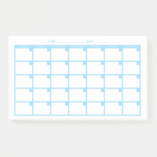 Undated Sticky Note Calendar - Light Blue Post-it Klebezettel (Vorderseite)
