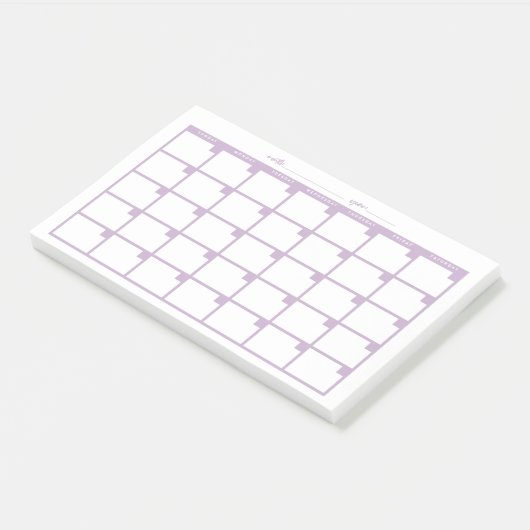Undated Sticky Note Calendar - Light Lila Post-it Klebezettel (angewinkelt)