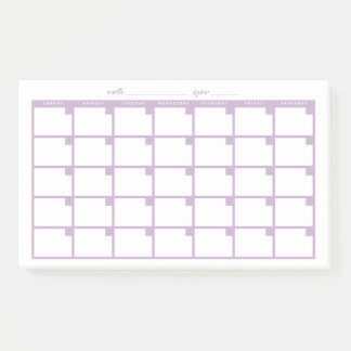 Undated Sticky Note Calendar - Light Lila Post-it Klebezettel