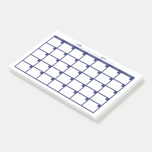 Undated Sticky Note Calendar - Navy Post-it Klebezettel (angewinkelt)