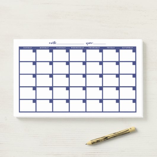 Undated Sticky Note Calendar - Navy Post-it Klebezettel (Auf Schreibtisch)