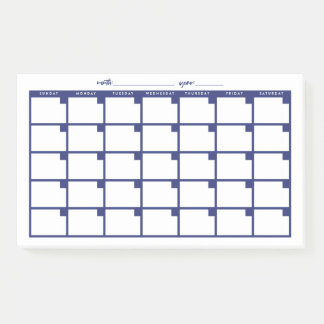 Undated Sticky Note Calendar - Navy Post-it Klebezettel