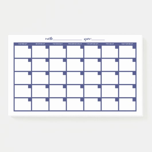 Undated Sticky Note Calendar - Navy Post-it Klebezettel (Vorderseite)