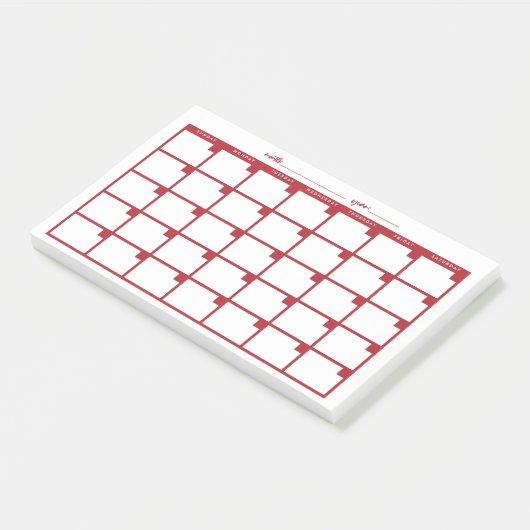 Undated Sticky Note Calendar - Red Post-it Klebezettel (angewinkelt)