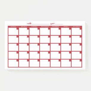 Undated Sticky Note Calendar - Red Post-it Klebezettel