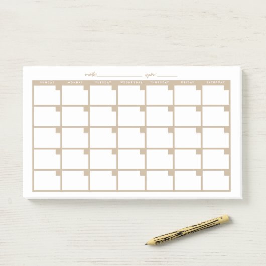 Undated Sticky Note Calendar - Tan Post-it Klebezettel (Auf Schreibtisch)