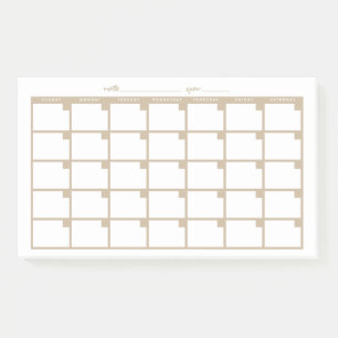Undated Sticky Note Calendar - Tan Post-it Klebezettel