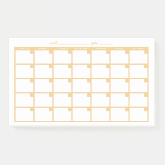 Undated Sticky Note Calendar - Yellow Post-it Klebezettel (Vorderseite)