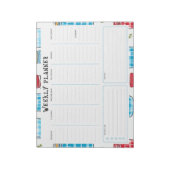 Undated Vertical Weekly Planner, Blue and Red Notizblock (Rotiert)