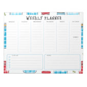 Undated Vertical Weekly Planner, Blue and Red Notizblock (Vorderseite)
