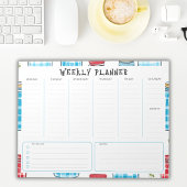 Undated Vertical Weekly Planner, Blue and Red Notizblock