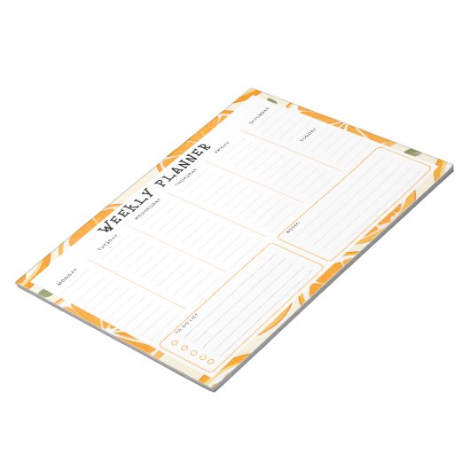 Undated Vertical Weekly Planner, Orange Border Notizblock (angewinkelt)