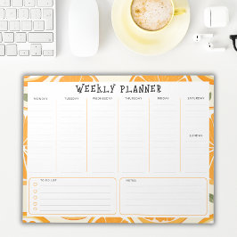 Undated Vertical Weekly Planner, Orange Border Notizblock
