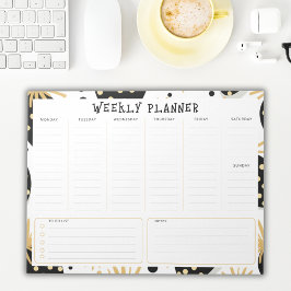 Undated Weekly Planner, Black and Gold Accents Notizblock