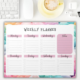 Undated Weekly Planner, Rainbow Cloud Border Notep Notizblock