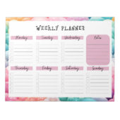 Undated Weekly Planner, Rainbow Cloud Border Notep Notizblock (Vorderseite)