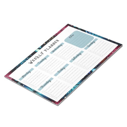 Undated Weekly Planner with Fireworks Border Notizblock (angewinkelt)