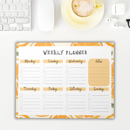 Undated Weekly Planner with Orange Slice Border Notizblock