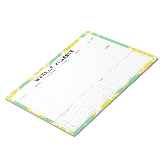 Undated Weekly Planner, Yellow and Green Accents Notizblock (angewinkelt)
